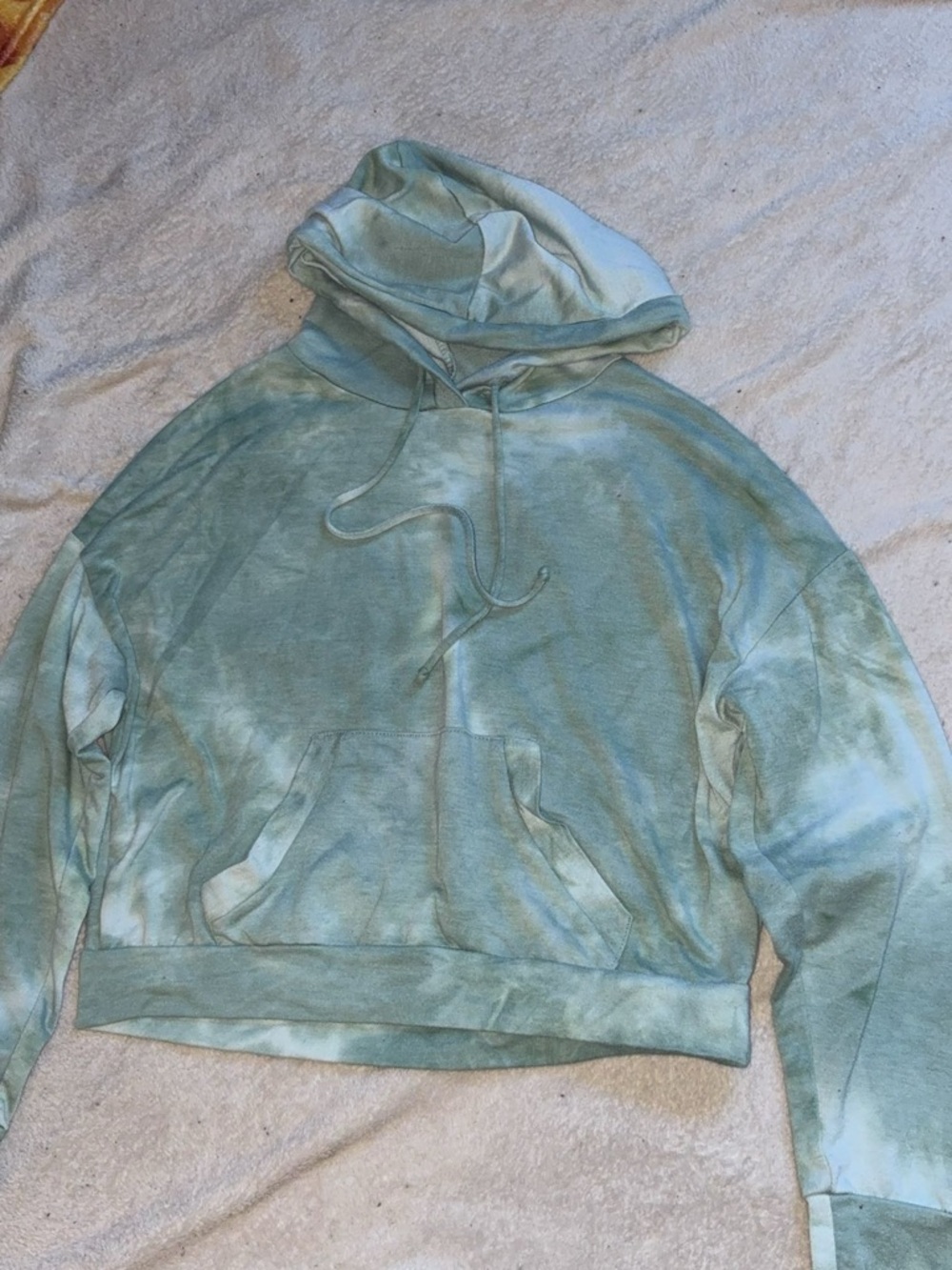 meraki Sage Green Tie-Dye Crewneck Hoodie